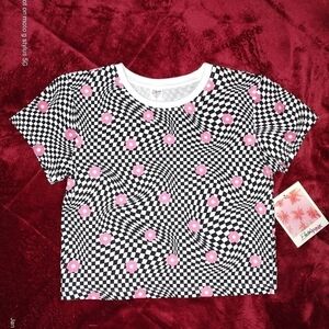 Electric Pink Checkers W Pink Flowers Sz L‎